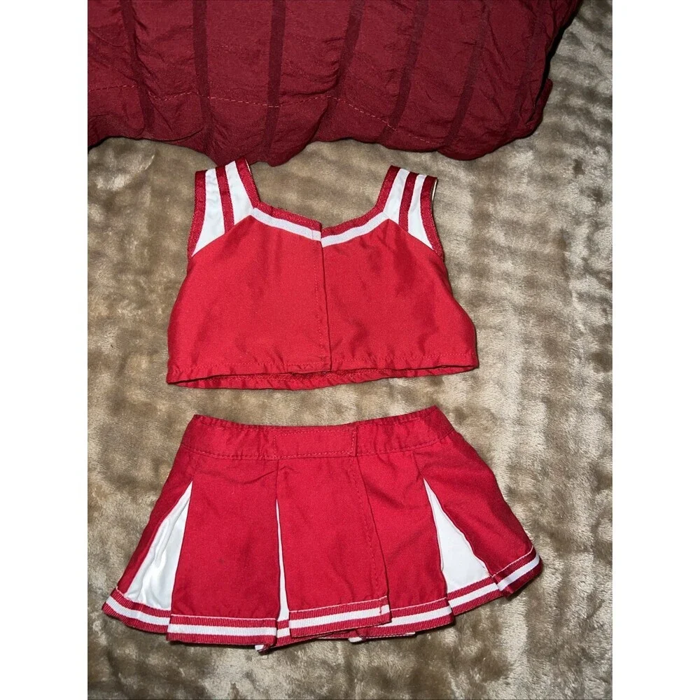 Build a Bear Red & White  Cheerleader Outfit Top & Skirt